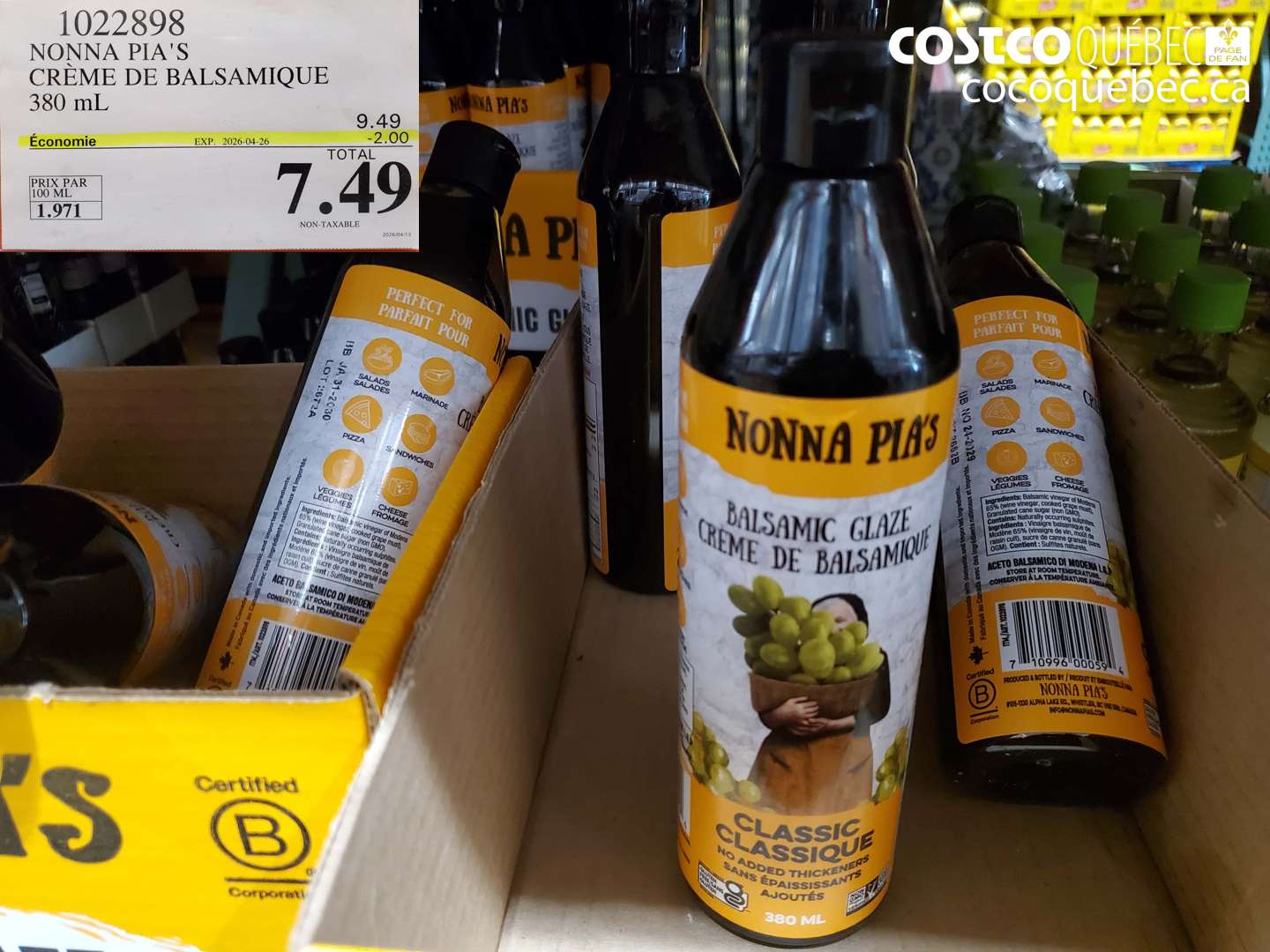 1022898 NONNA PIA'S CREME DE BALSAMIQUE 380 ML ($2.00 INSTANT SAVINGS EXPIRES ON 2026-04-26) $7.49