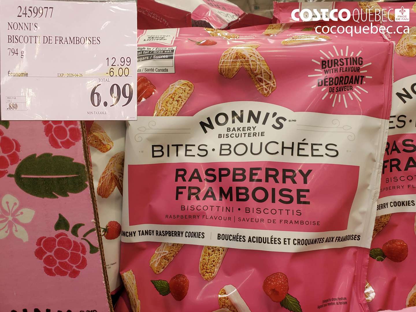 2459977 NONNI'S BISCOTTI DE FRAMBOISES ($6.00 INSTANT SAVINGS EXPIRES ON 2026-04-26) $6.99