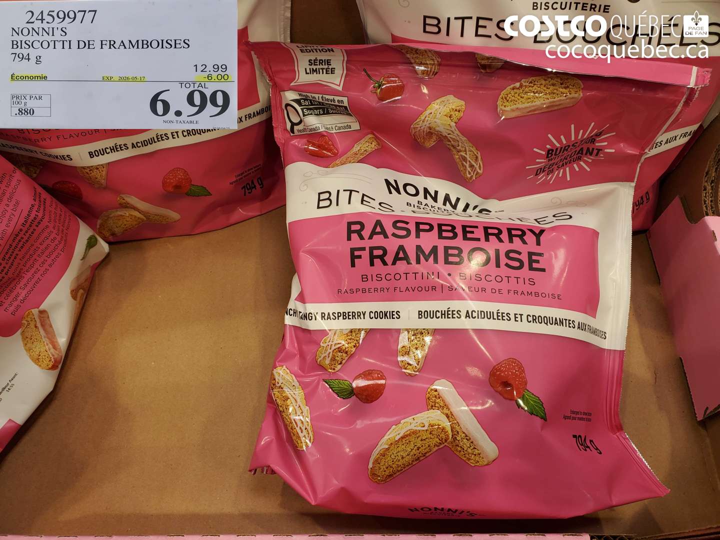 2459977 NONNI'S BISCOTTI DE FRAMBOISES ($6.00 INSTANT SAVINGS EXPIRES ON 2026-05-17) $6.99