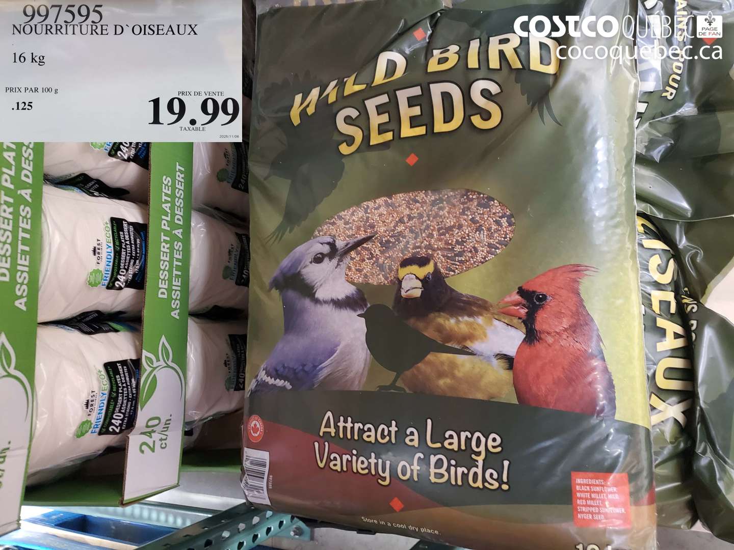 997595 NOURRITURE D'OISEAUX 16 KG $19.99