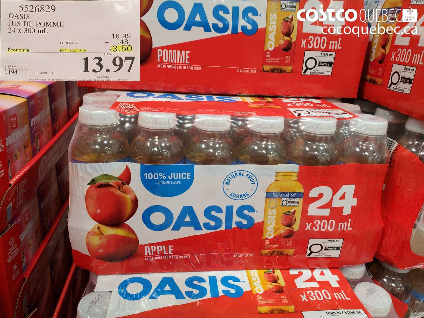 5526829 OASIS JUS DE POMME 24 X 300 ML ($3.50 INSTANT SAVINGS EXPIRES ON 2026-05-10) $13.97