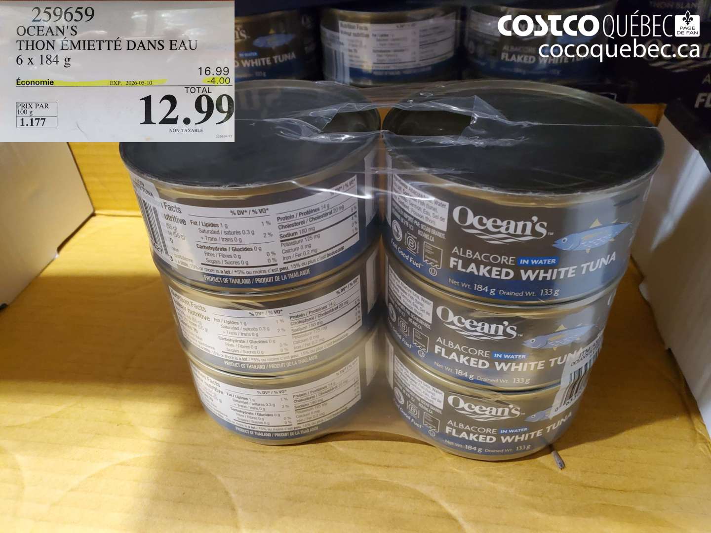 259659 OCEAN'S THON ÉMIETTÉ DANS EAU ($4.00 INSTANT SAVINGS EXPIRES ON 2026-05-10) $12.99