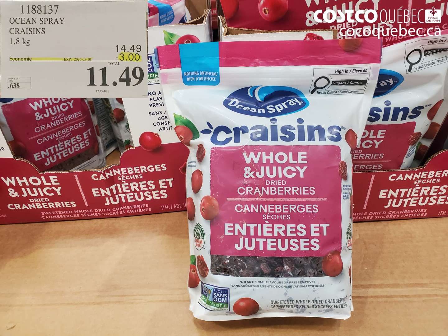1188137 OCEAN SPRAY CRAISINS ($3.00 INSTANT SAVINGS EXPIRES ON 2026-05-10) $11.49