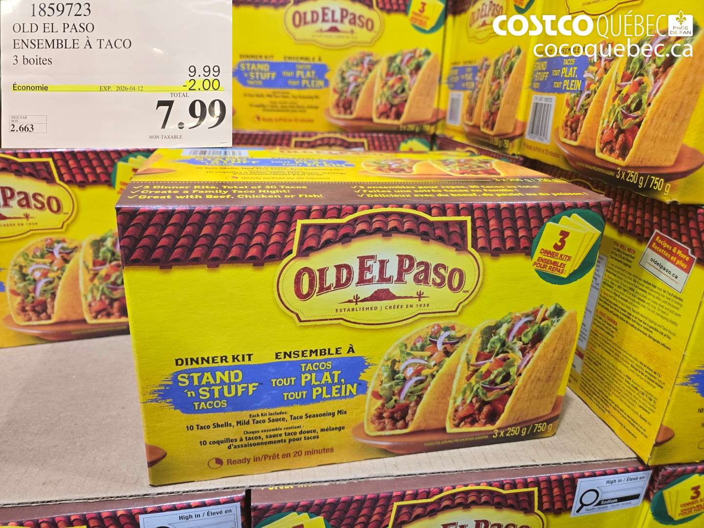 1859723 OLD EL PASO ENSEMBLE À TACO 3 BOITES ($2.00 INSTANT SAVINGS EXPIRES ON 2026-04-12) $7.99