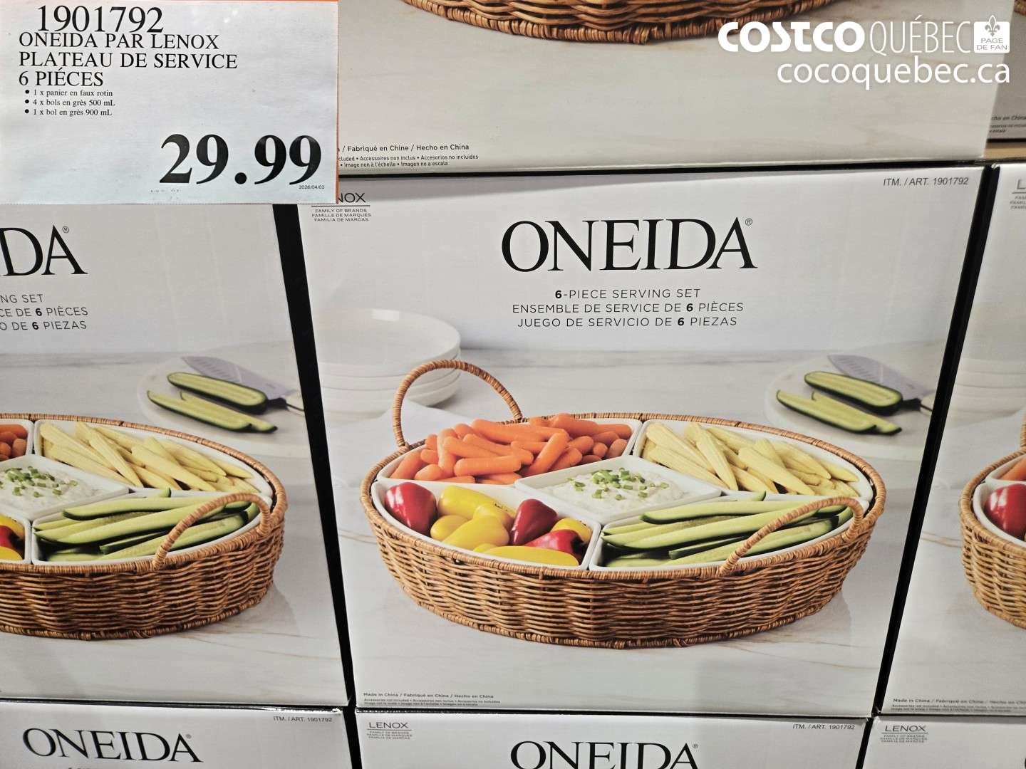 1901792 ONEIDA PAR LENOX PLATEAU DE SERVICE 6 PIÈCES $29.99