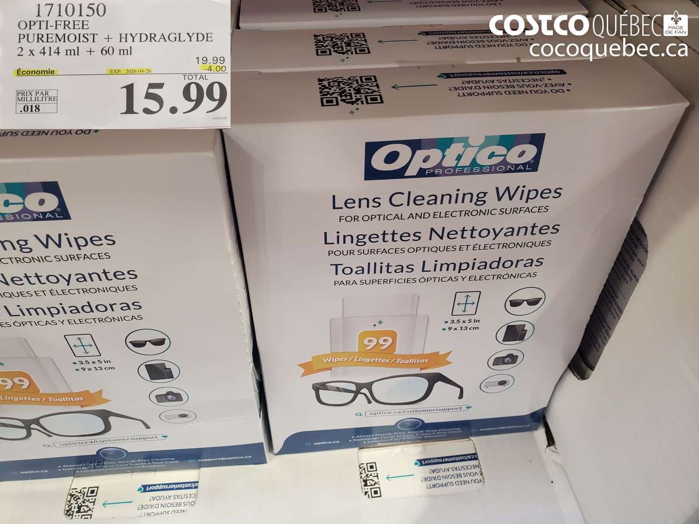 1710150 OPTI-FREE PUREMOIST + HYDRAGLYDE 2 X 414 ML + 60 ML ($4.00 INSTANT SAVINGS EXPIRES ON 2026-04-26) $15.99