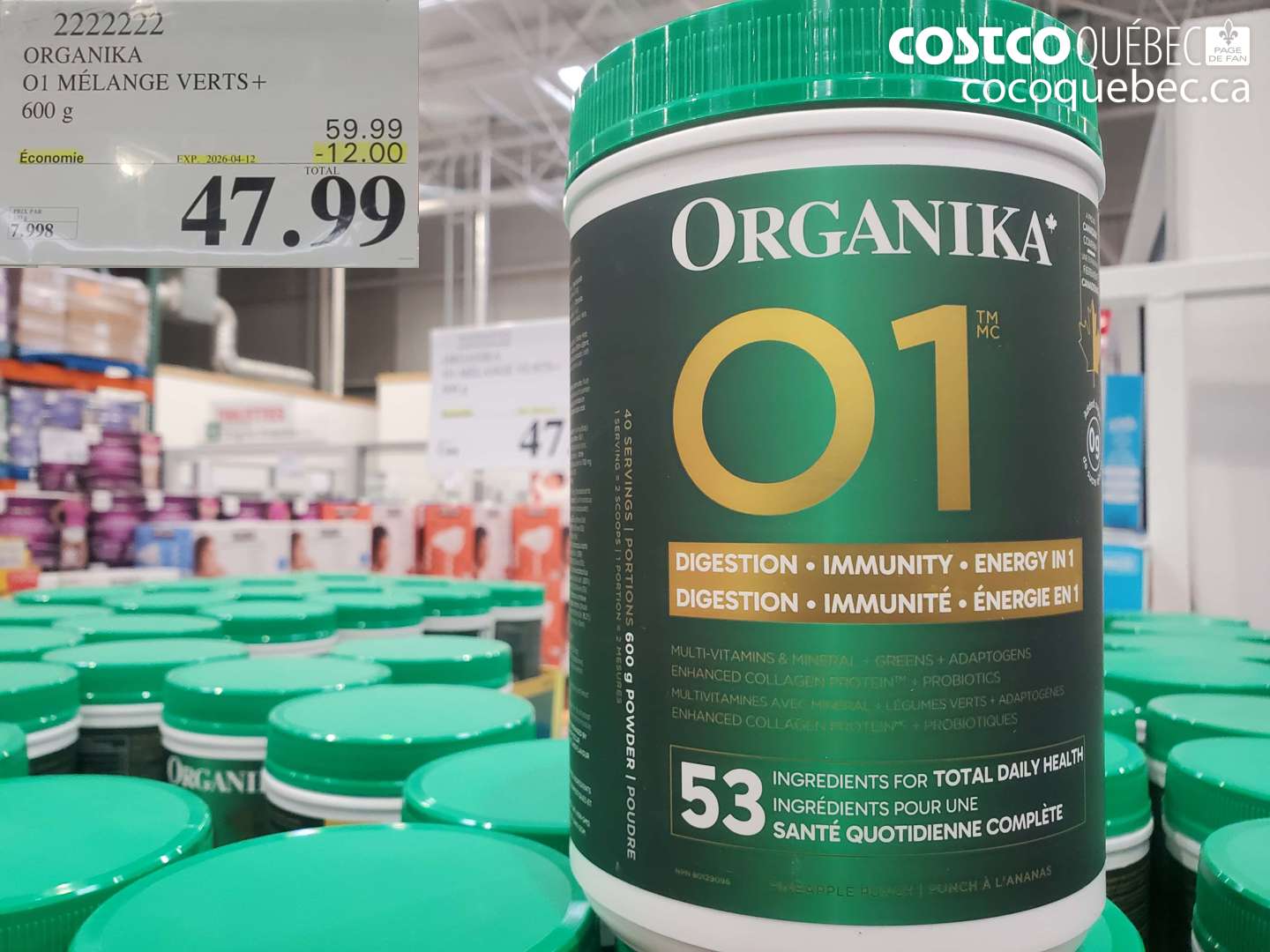 2222222 ORGANIKA 01 MÉLANGE VERTS+ 600 G ($12.00 INSTANT SAVINGS EXPIRES ON 2026-04-12) $47.99