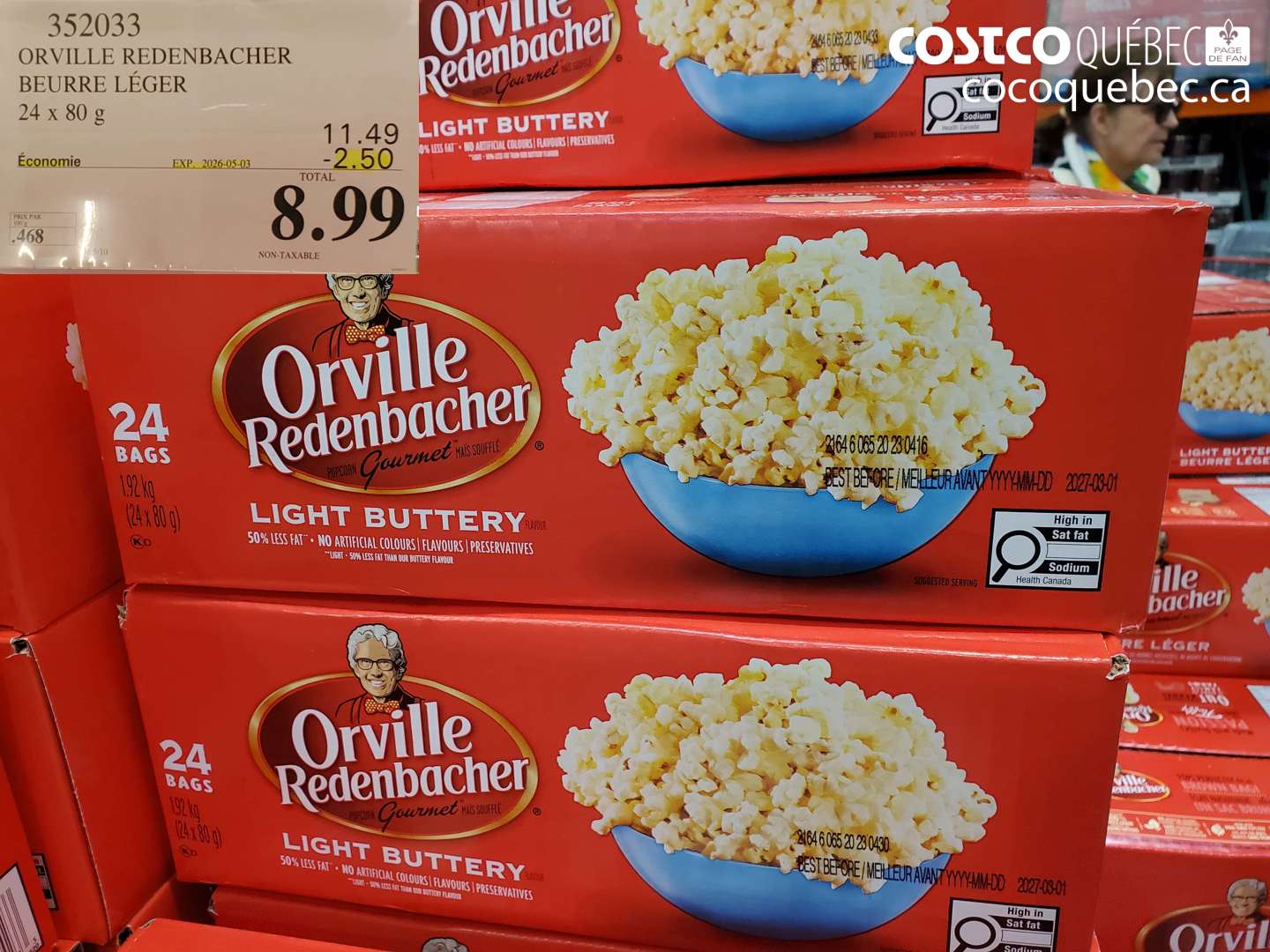 352033 ORVILLE REDENBACHER BEURRE LÉGER ($2.50 INSTANT SAVINGS EXPIRES ON 2026-05-03) $8.99