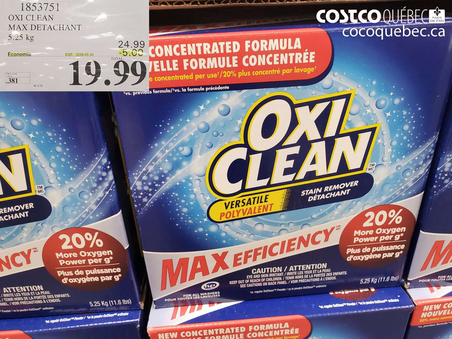 1853751 OXI CLEAN MAX DETACHANT ($5.00 INSTANT SAVINGS EXPIRES ON 2026-05-10) $24.99