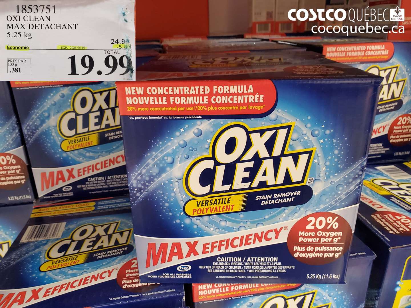 1853751 OXI CLEAN MAX DETACHANT ($5.00 INSTANT SAVINGS EXPIRES ON 2026-05-10) $19.99