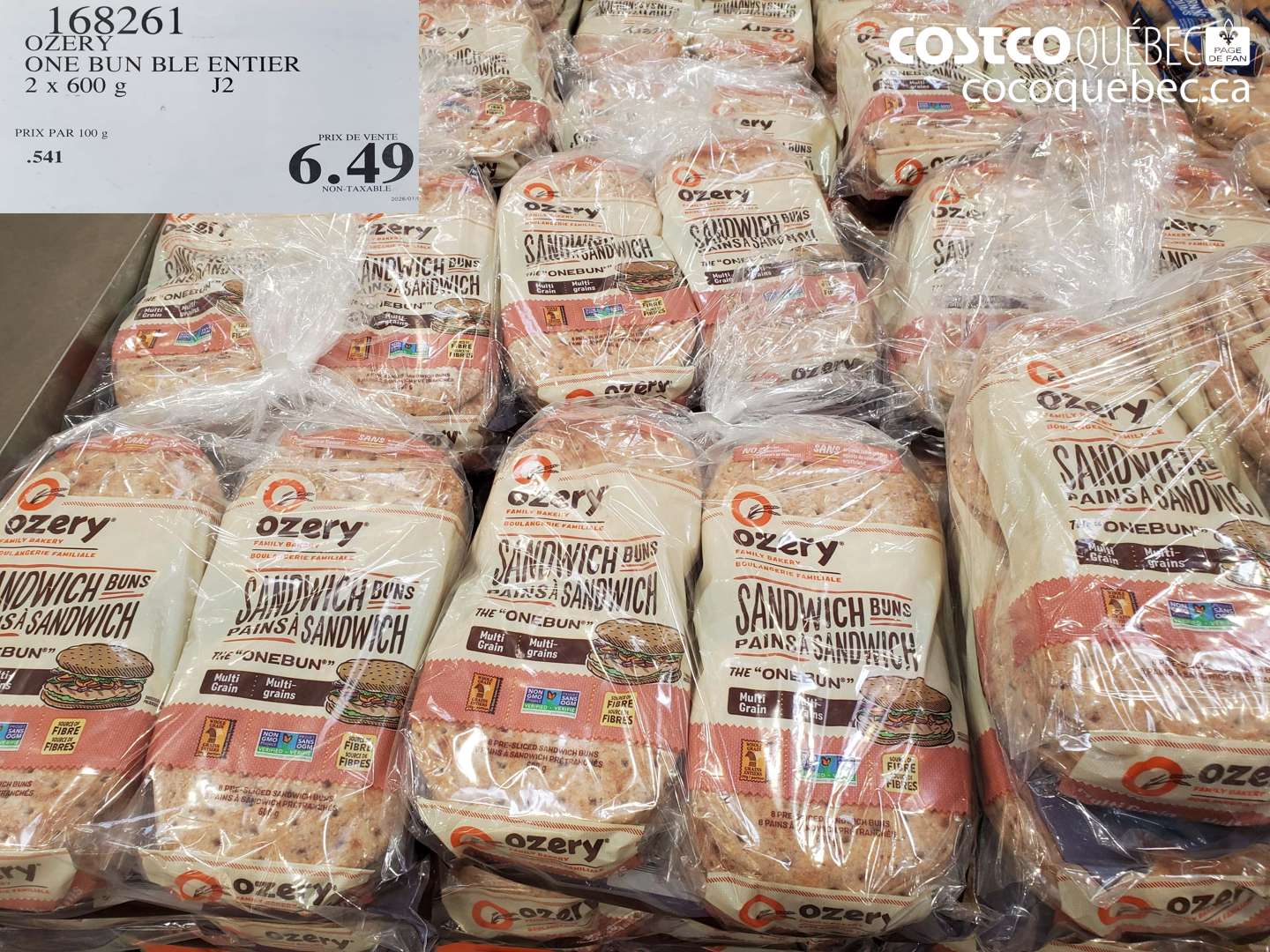 168261 OZERY ONE BUN BLE ENTIER 2 X 600 G $6.49