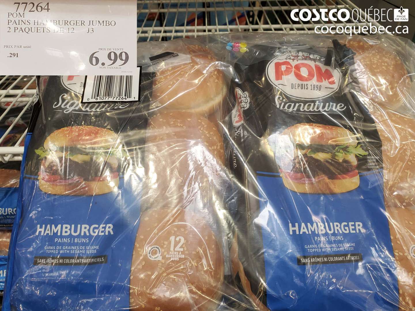 77264 PAINS HAMBURGER JUMBO 2 PAQUETS DE 12 $6.99
