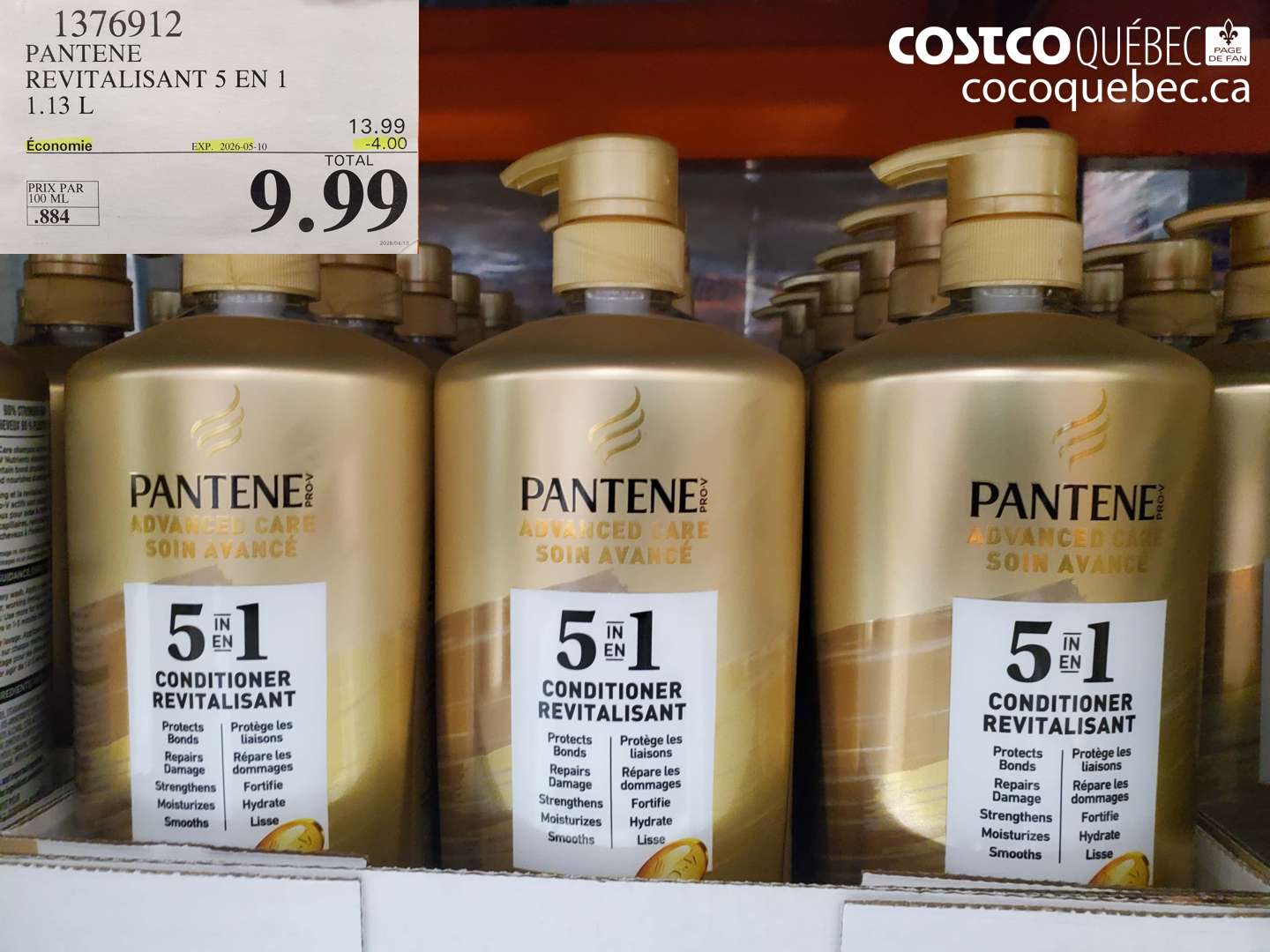1376912 PANTENE REVITALISANT 5 EN 1 1.13 L ($4.00 INSTANT SAVINGS EXPIRES ON 2026-05-10) $9.99