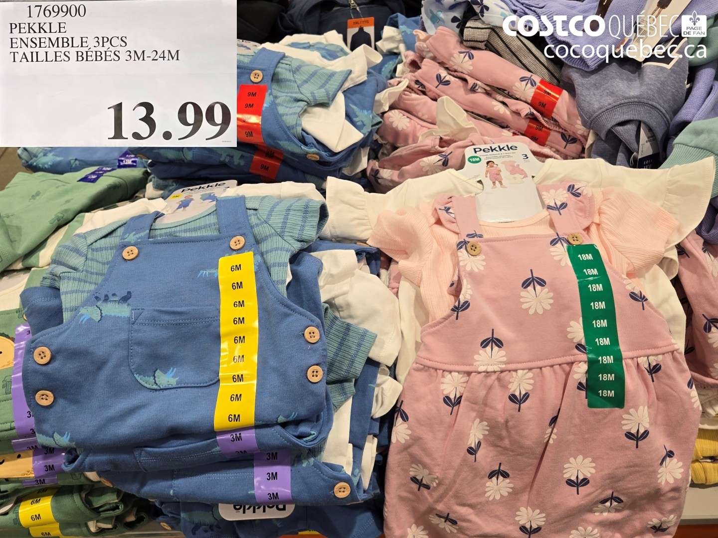 1769900 PEKKLE ENSEMBLE, 3PCS TAILLES BÉBÉS 3M-24M $13.99