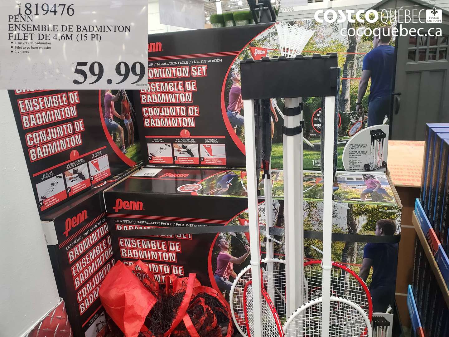 1819476 PENN ENSEMBLE DE BADMINTON FILET DE 4,6M (15 PI) $59.99