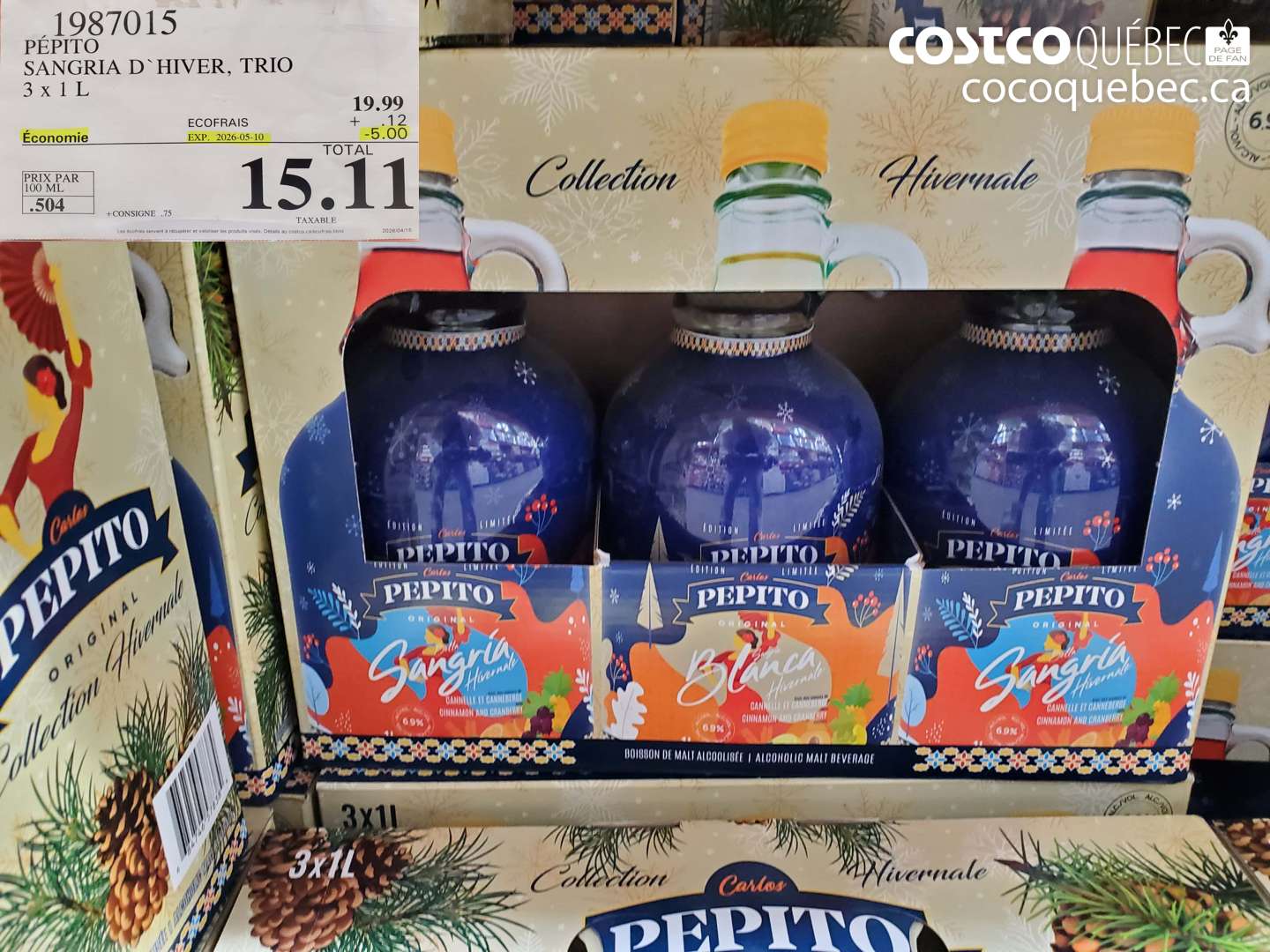 1987015 PÉPITO SANGRIA D` HIVER, TRIO 3 X 1L ($5.00 INSTANT SAVINGS EXPIRES ON 2026-05-10) $15.11