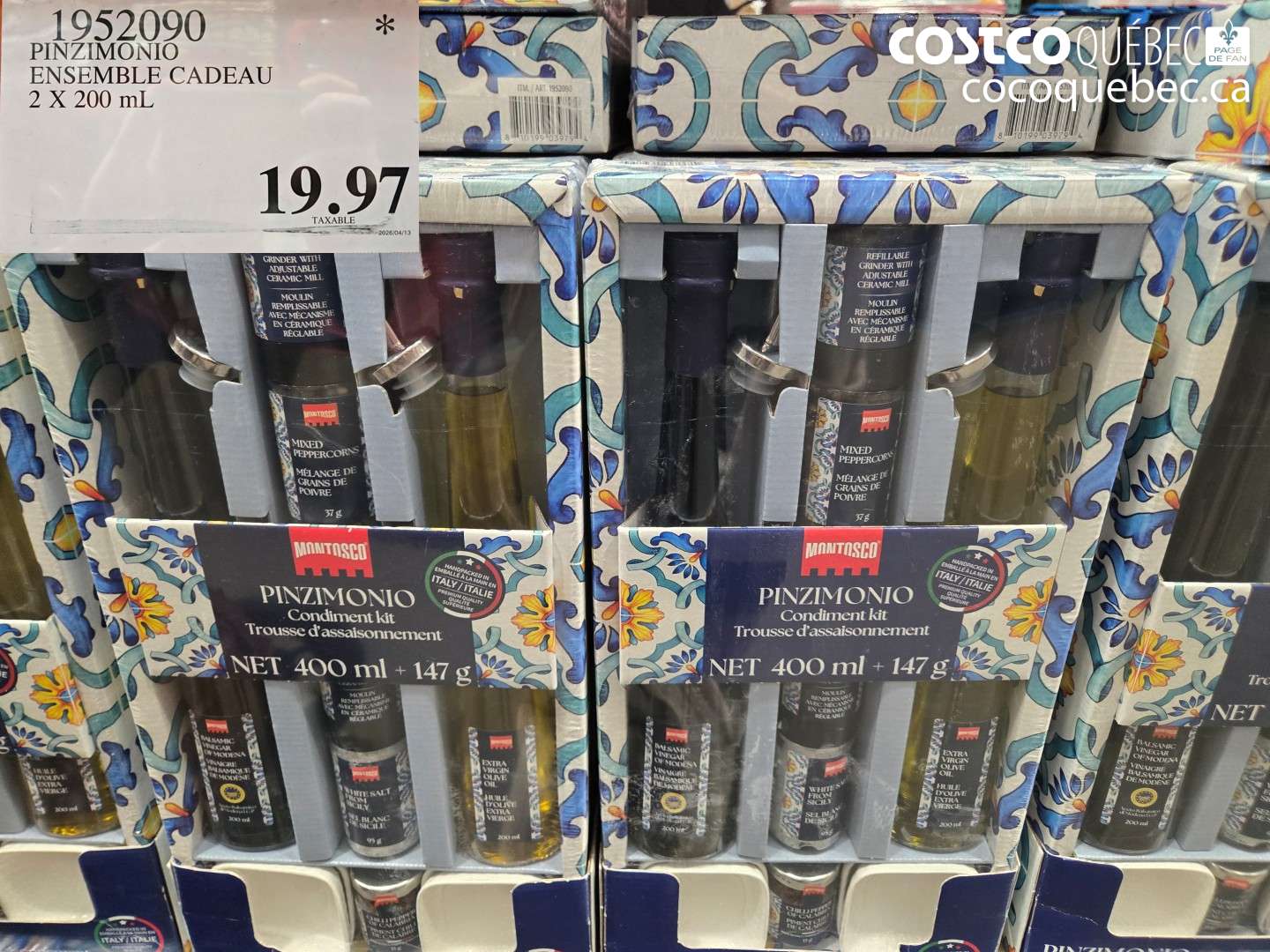 1952090 PINZIMONIO ENSEMBLE CADEAU 2 X 200 ML $19.97