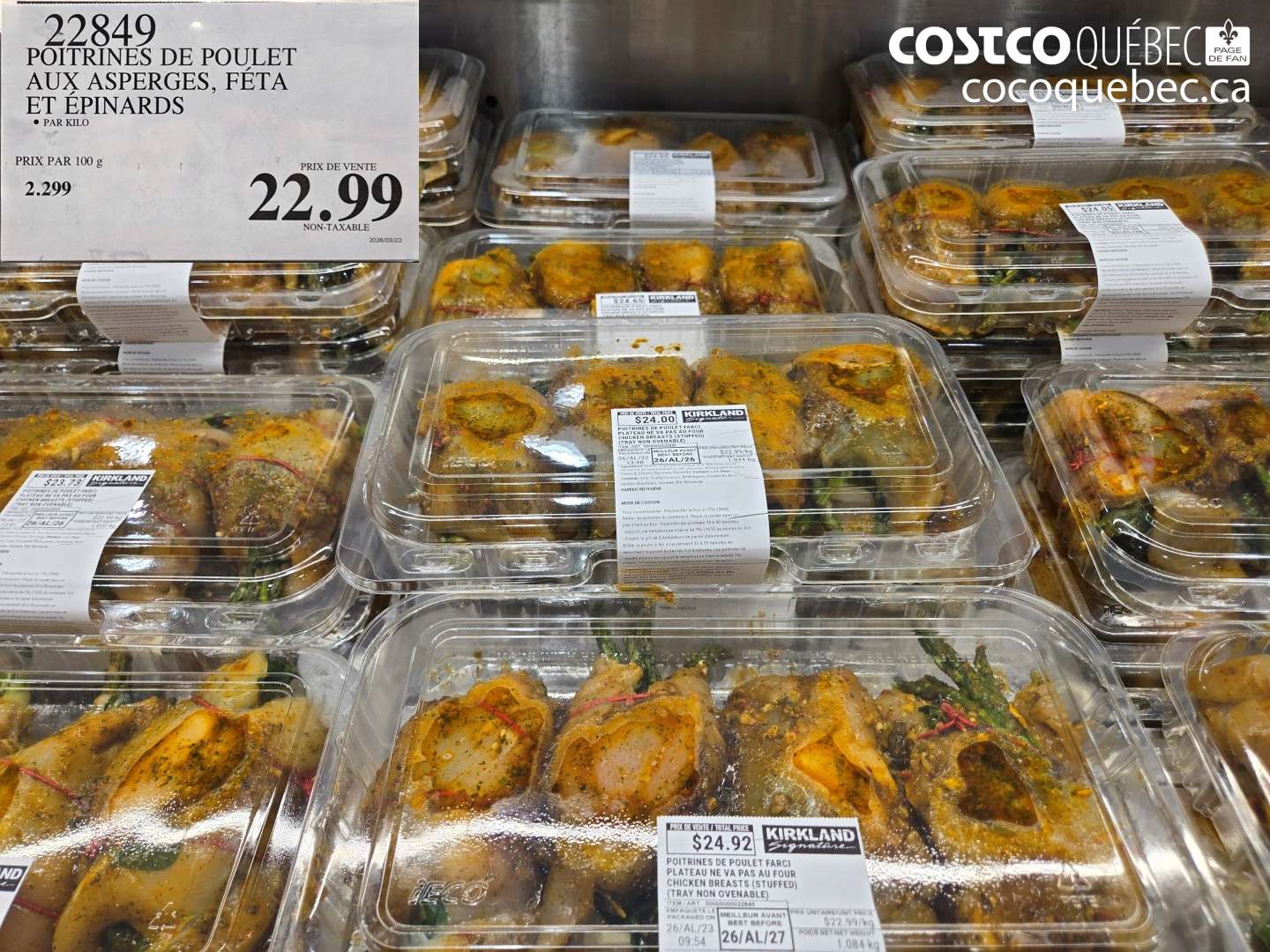 22849 POITRINES DE POULET AUX ASPERGES, FETA ET ÉPINARDS $22.99