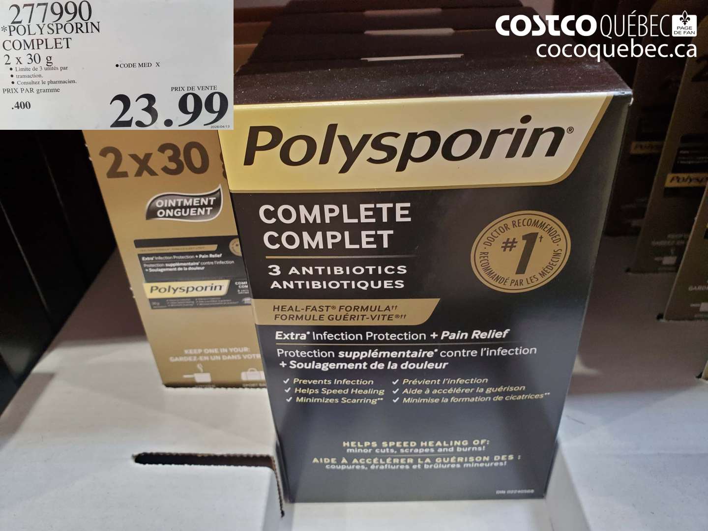 277990 POLYSPORIN COMPLET 2 X 30 G $23.99
