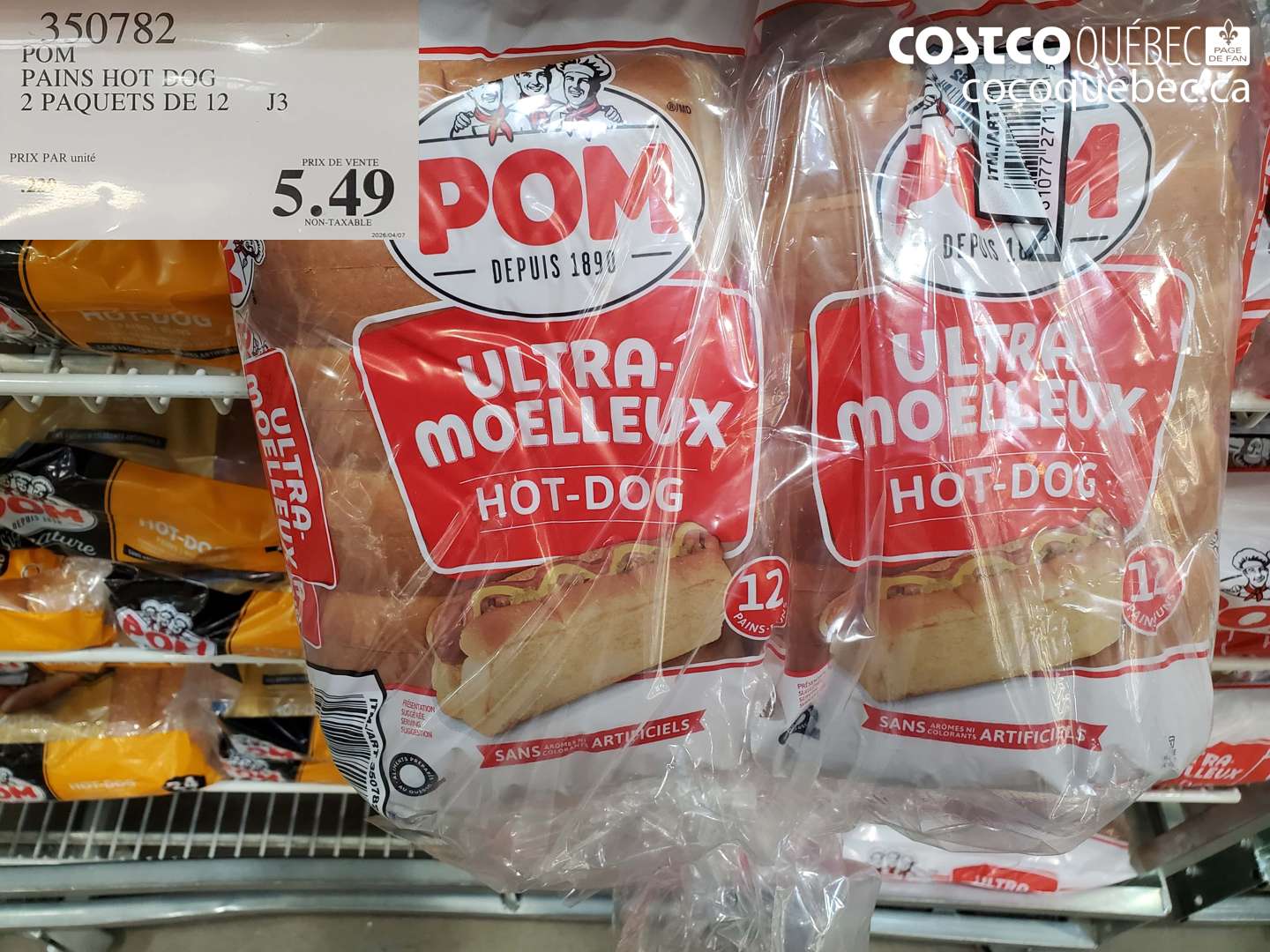 350782 POM PAINS HOT DOG 2 PAQUETS DE 12 $5.49