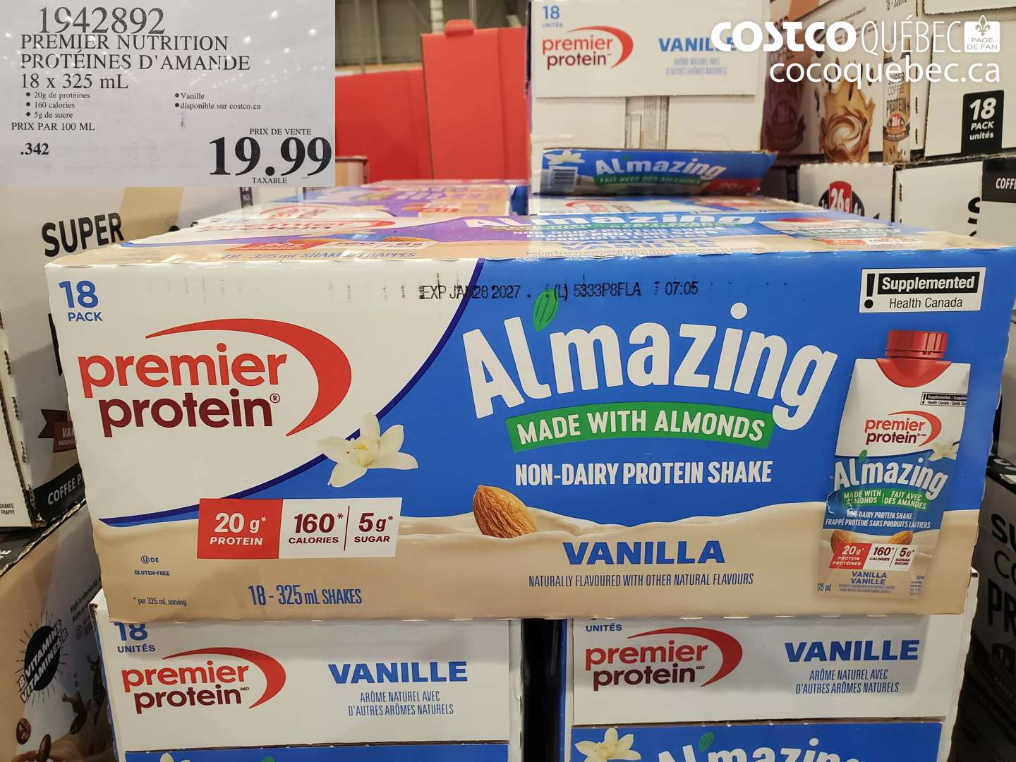 1942892 PREMIER NUTRITION PROTÉINES D'AMANDE $19.99