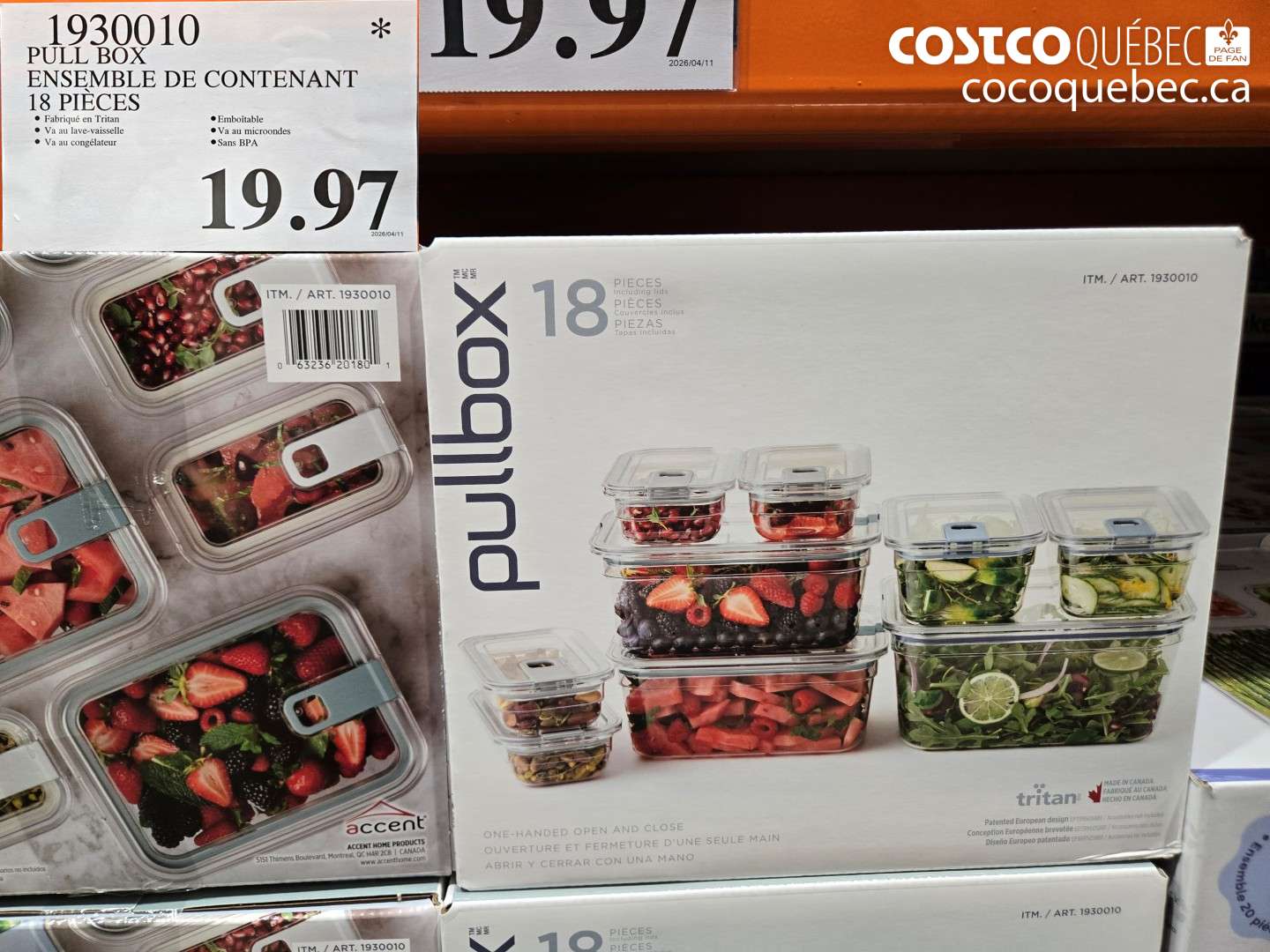 1930010 PULL BOX ENSEMBLE DE CONTENANT 18 PIECES $19.97