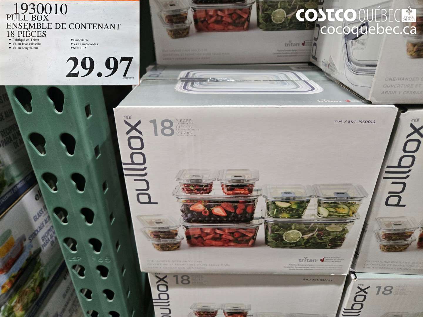 1930010 PULL BOX ENSEMBLE DE CONTENANT 18 PIECES $29.97