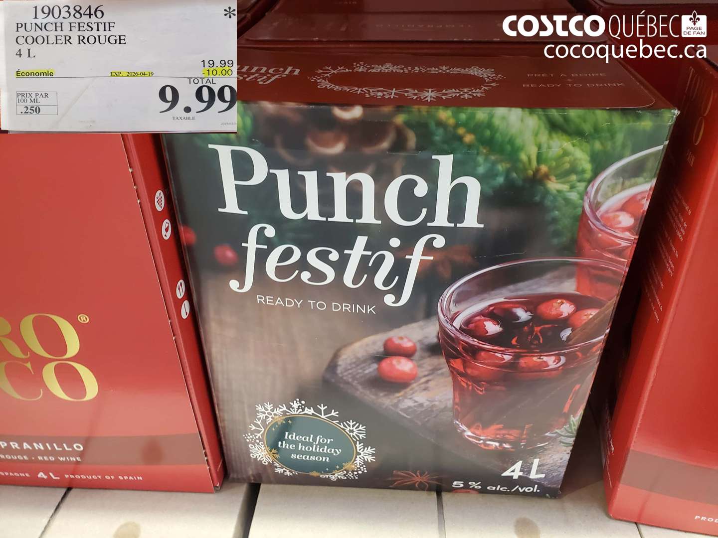 1903846 PUNCH FESTIF COOLER ROUGE 4 L ($10.00 INSTANT SAVINGS EXPIRES ON 2026-04-19) $9.99
