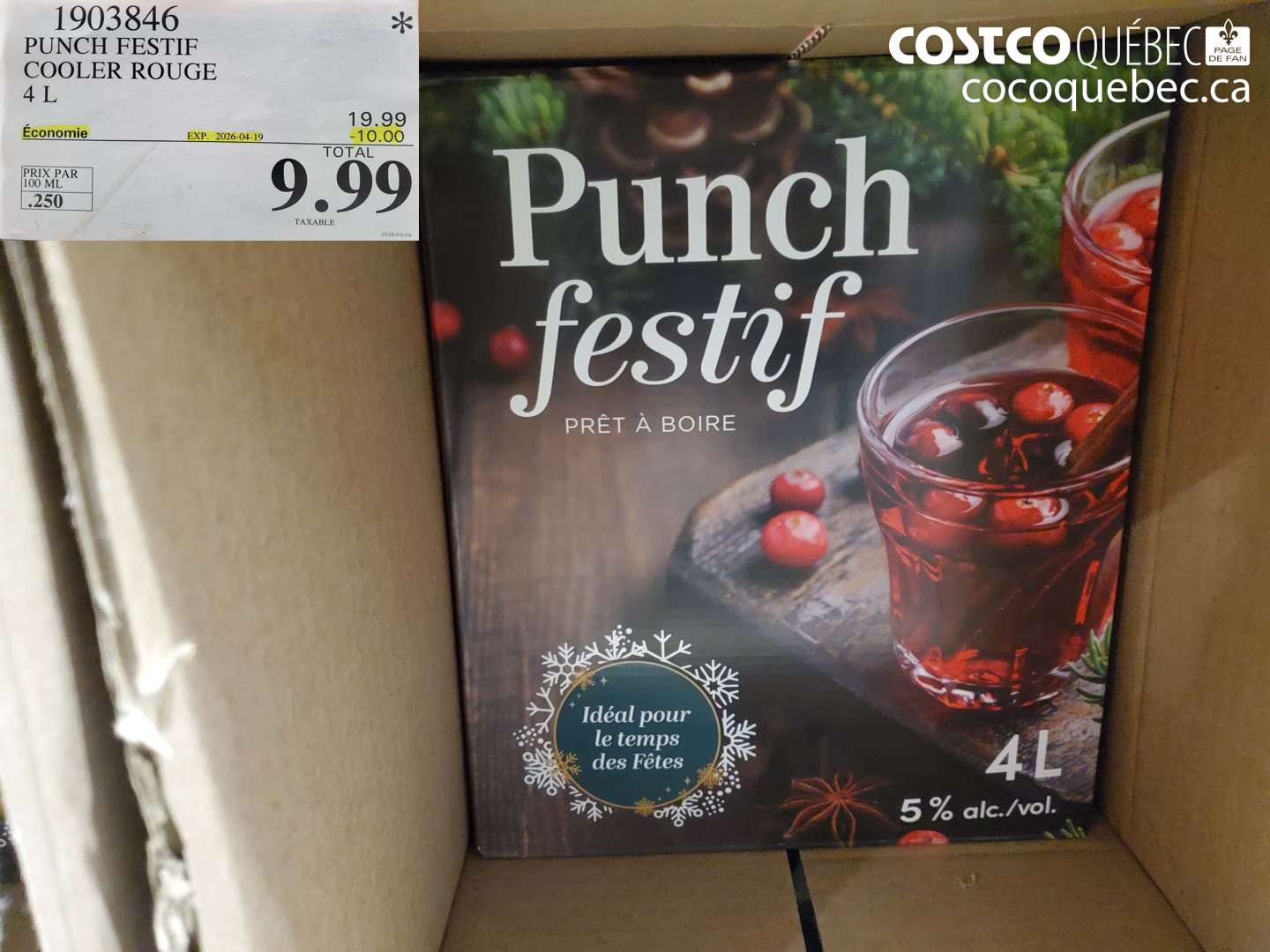 1903846 PUNCH FESTIF COOLER ROUGE 4 L ($10.00 INSTANT SAVINGS EXPIRES ON 2026-04-19) $9.99
