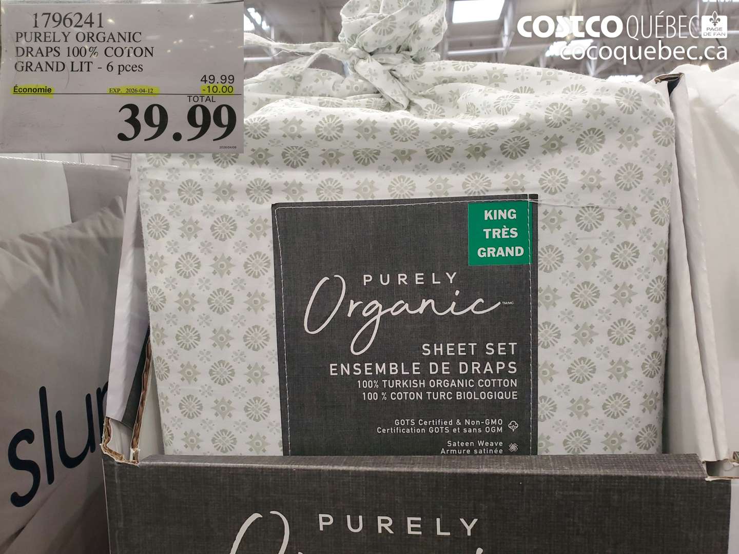 1796241 PURELY ORGANIC DRAPS 100% COTON GRAND LIT - 6 PCES ($10.00 INSTANT SAVINGS EXPIRES ON 2026-04-12) $39.99