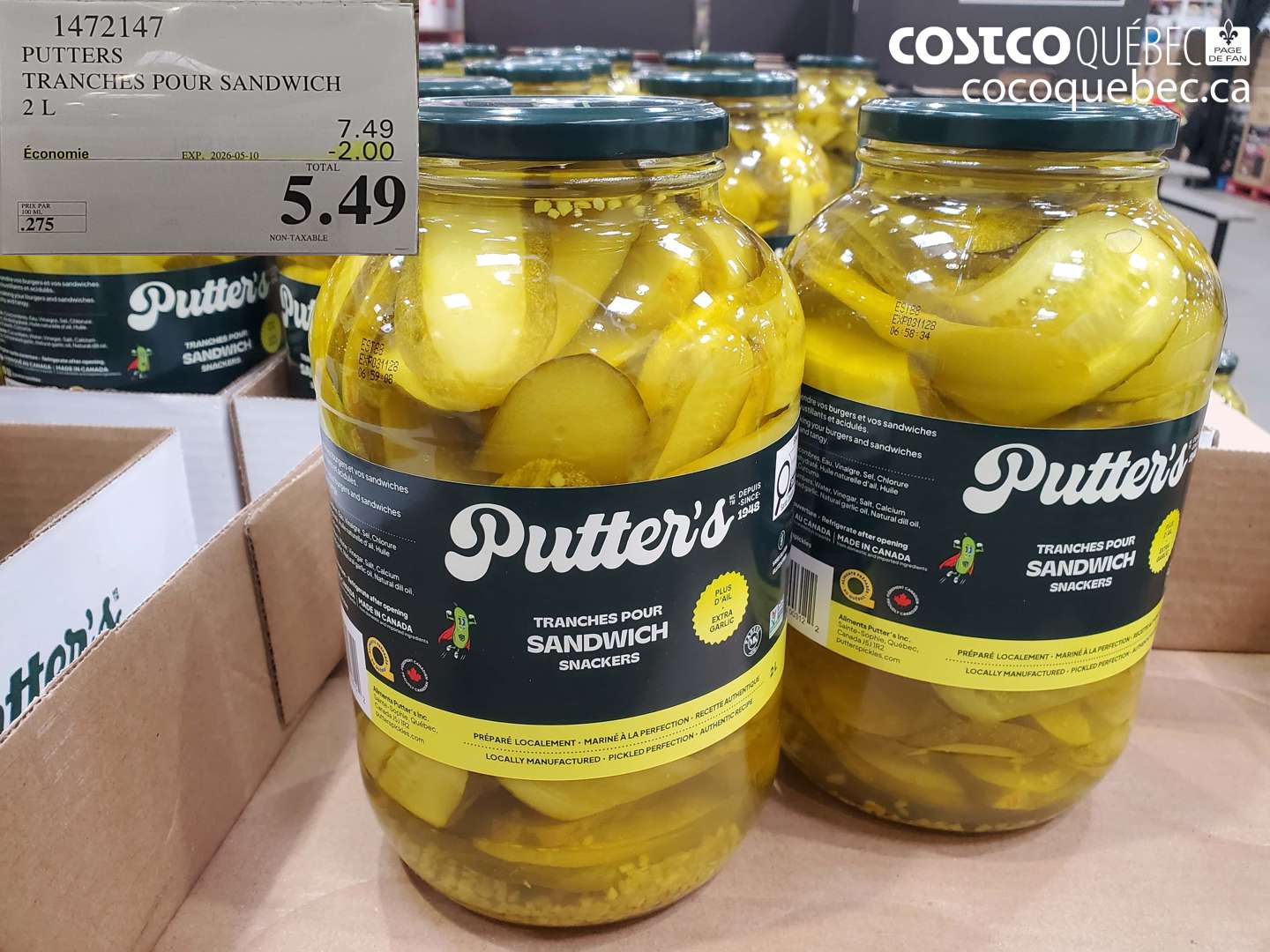1472147 PUTTERS TRANCHES POUR SANDWICH 2 L ($2.00 INSTANT SAVINGS EXPIRES ON 2026-05-10) $5.49