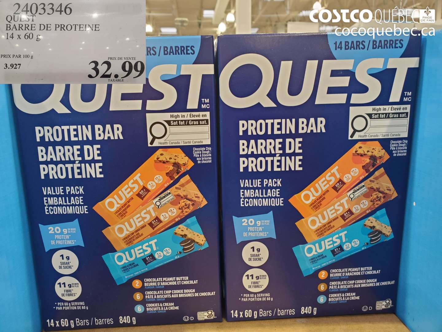 2403346 QUEST BARRE DE PROTEINE $32.99