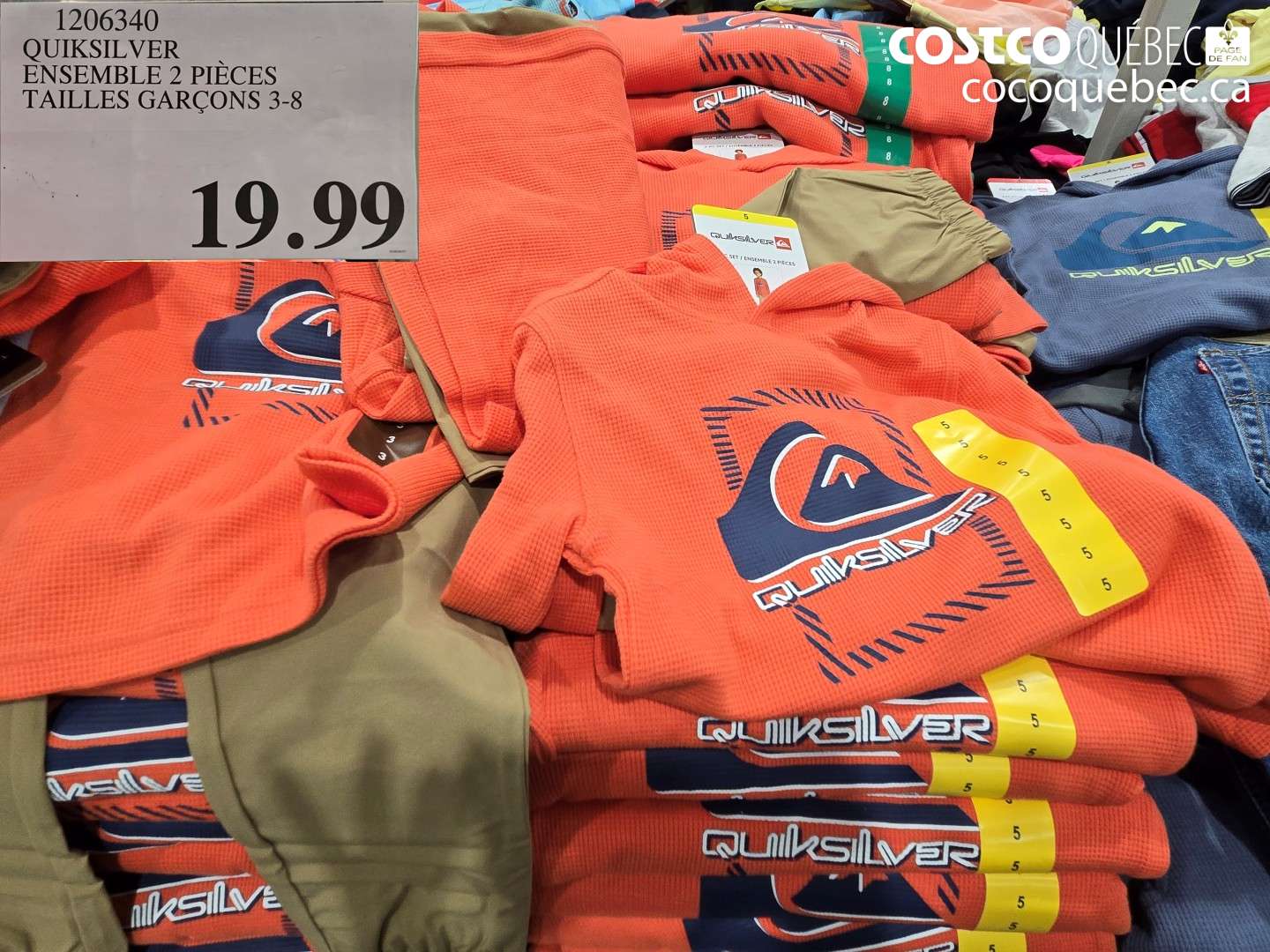 1206340 QUICKSILVER ENSEMBLE 2 PIÈCES TAILLES GARÇONS 3-8 $19.99