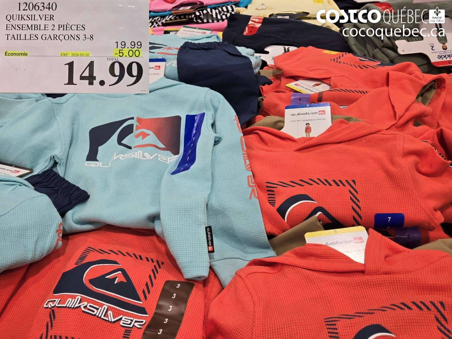 1206340 QUICKSILVER ENSEMBLE 2 PIECES TAILLES GARCONS 3-8 ($5.00 INSTANT SAVINGS EXPIRES ON 2026-05-10) $14.99