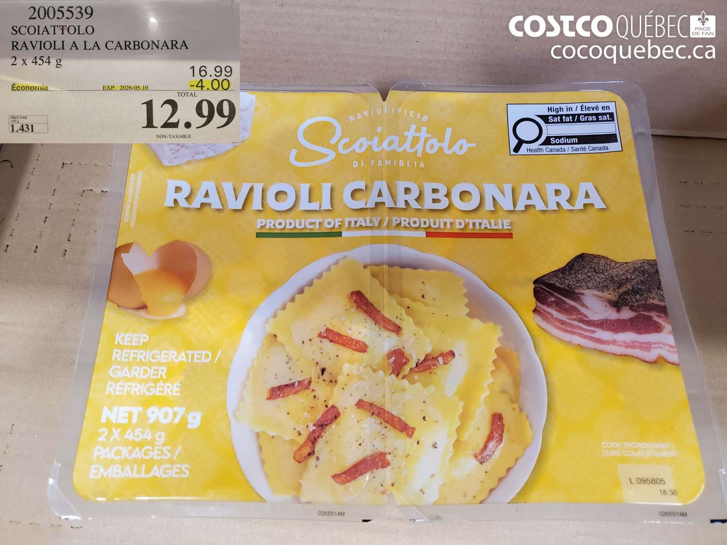 2005539 RAVIOLI A LA CARBONARA ($4.00 INSTANT SAVINGS EXPIRES ON 2026-05-10) $12.99