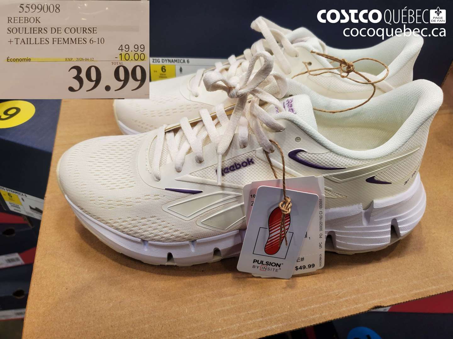 5599008 REEBOK SOULIERS DE COURSE + TAILLES FEMMES 6-10 ($10.00 INSTANT SAVINGS EXPIRES ON 2026-04-12) $39.99