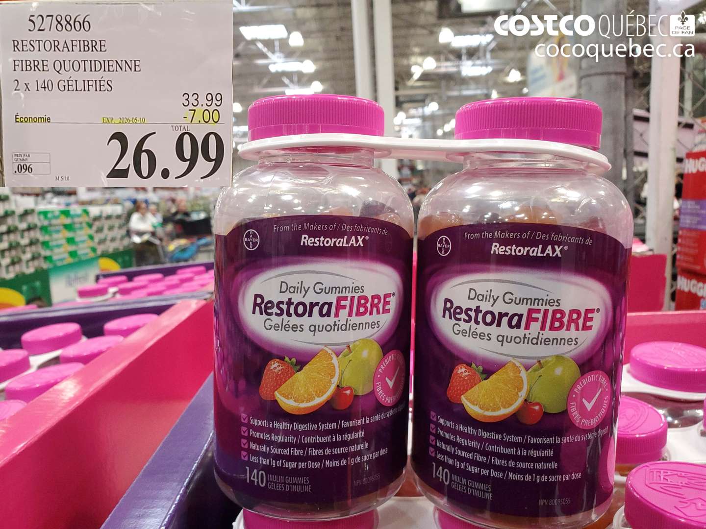 5278866 RESTORAFIBRE FIBRE QUOTIDIENNE 2X 140 GELIFIES ($7.00 INSTANT SAVINGS EXPIRES ON 2026-05-10) $26.99