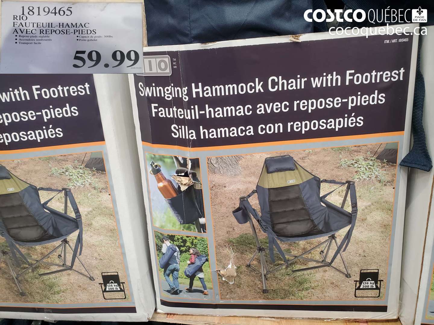 1819465 RIO FAUTEUIL-HAMAC AVEC REPOSE-PIEDS $59.99