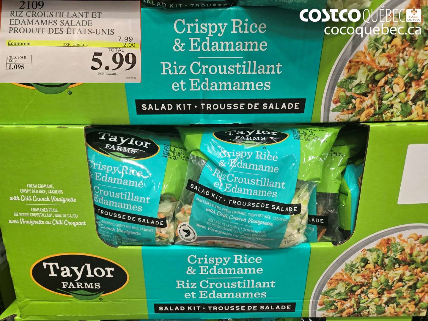 2109 RIZ CROUSTILLANT ET EDAMAMES SALADE PRODUIT DES ETATS-UNIS ($2.00 INSTANT SAVINGS EXPIRES ON 2026-04-12) $5.99