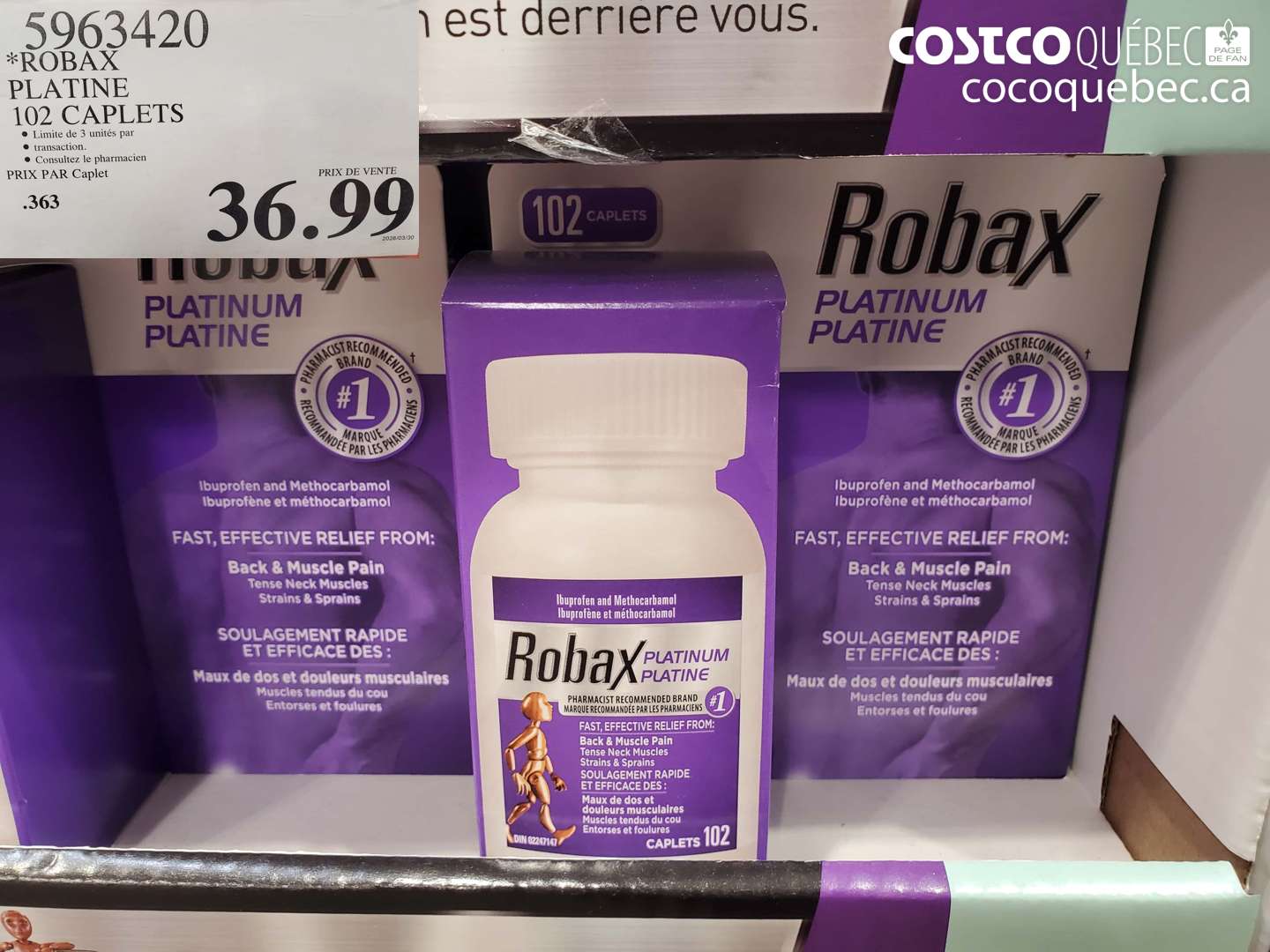 5963420 ROBAX PLATINE 102 CAPLETS $36.99