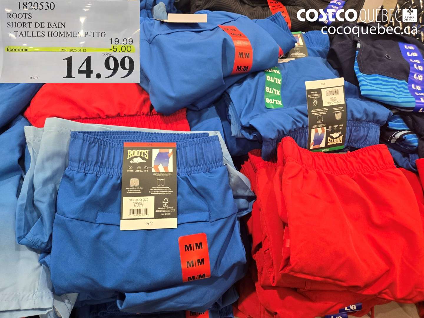 1820530 ROOTS SHORT DE BAIN ($5.00 INSTANT SAVINGS EXPIRES ON 2026-04-12) $14.99