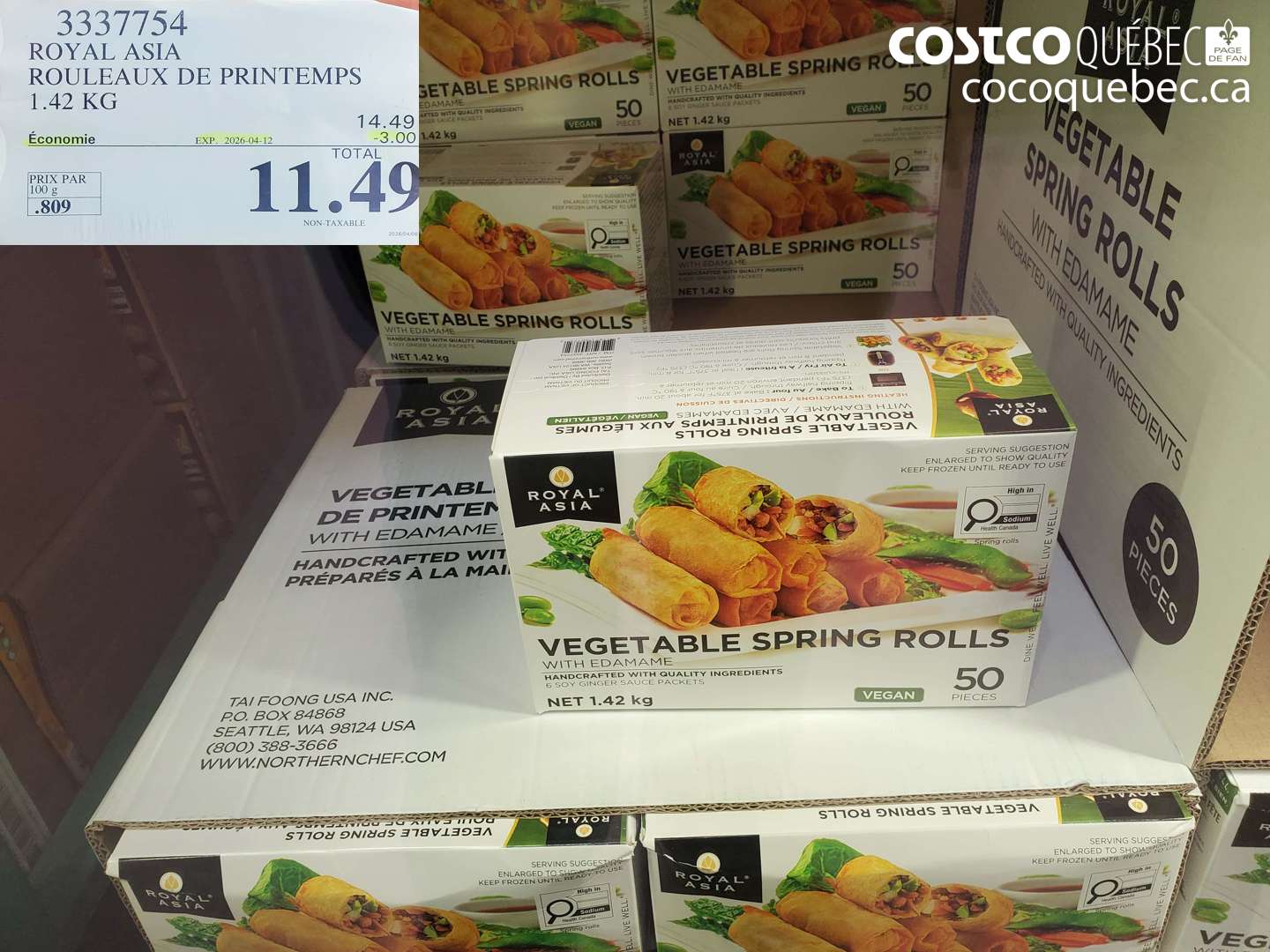 3337754 ROYAL ASIA ROULEAUX DE PRINTEMPS 1.42 KG ($3.00 INSTANT SAVINGS EXPIRES ON 2026-04-12) $11.49