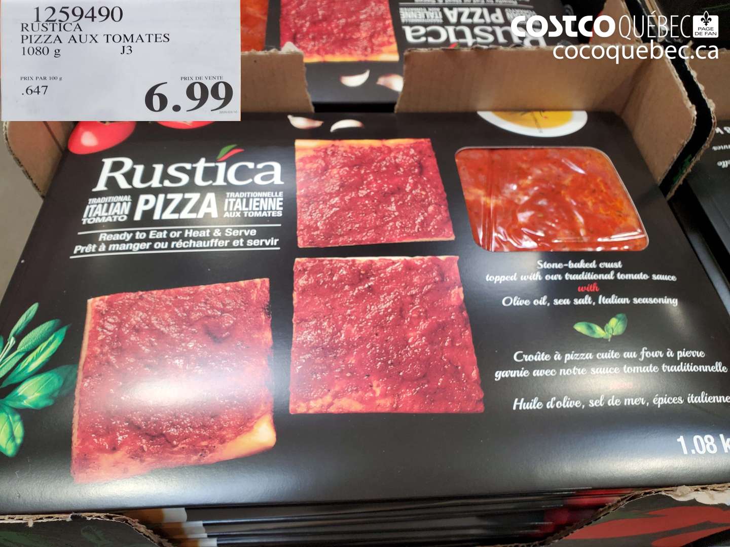 125940 RUSTICA PIZZA AUX TOMATES 1080 G $6.99
