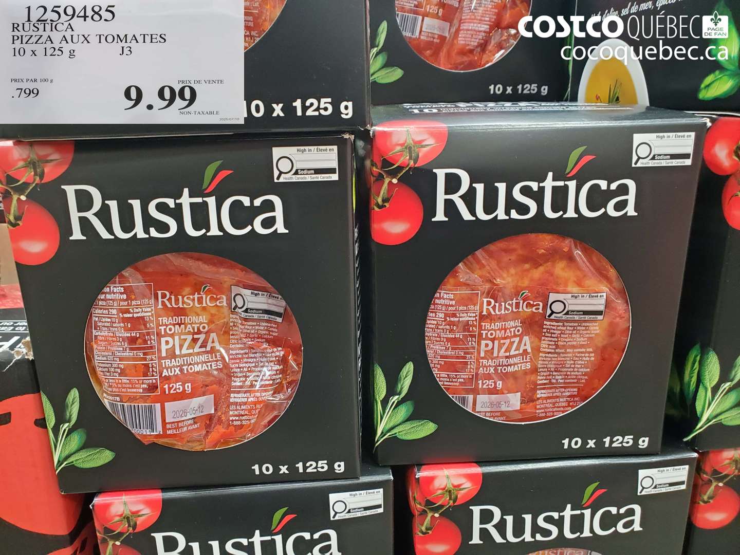 1259485 RUSTICA PIZZA AUX TOMATES 10 X 125 G $9.99