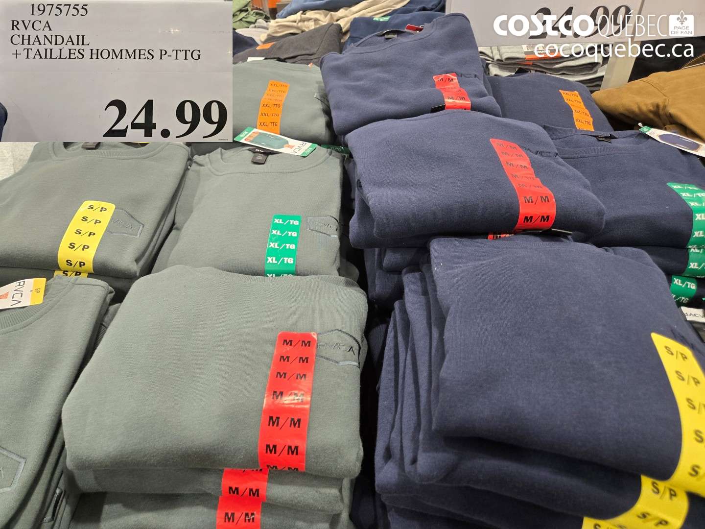 19757555 RVCA CHANDAIL + TAILLES HOMMES P-TG $24.99