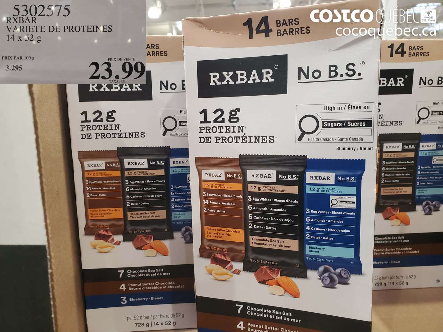 5302575 RXBAR VARIETE DE PROTEINES 14 X 52 G $23.99