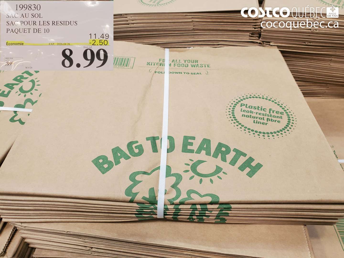 199830 SAC AU SOL SAC POUR LES RESIDUS PAQUET DE 10 ($2.50 INSTANT SAVINGS EXPIRES ON 2026-04-26) $8.99
