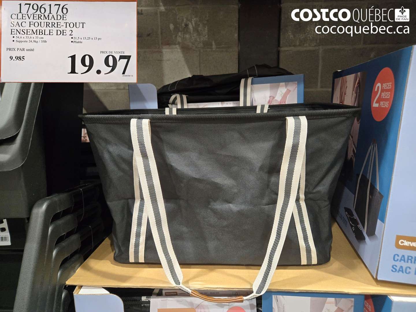 1796176 SAC FOURRE-TOUT ENSEMBLE DE 2 $19.97