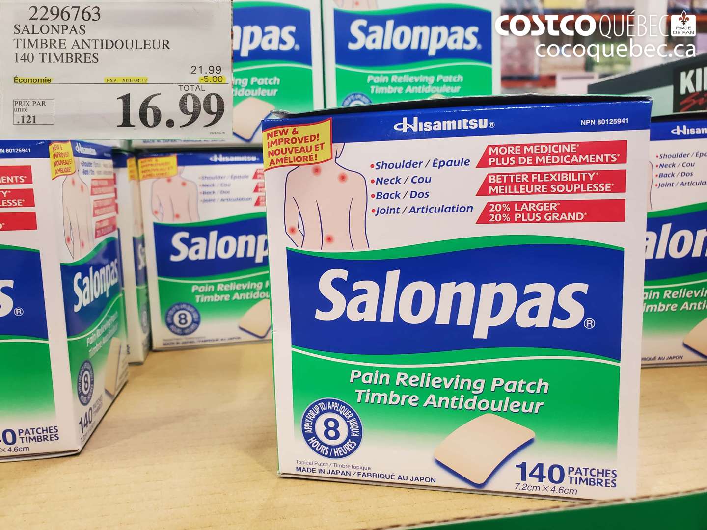 2296763 SALONPAS TIMBRE ANTIDOULEUR 140 TIMBRES ($5.00 INSTANT SAVINGS EXPIRES ON 2026-04-12) $16.99