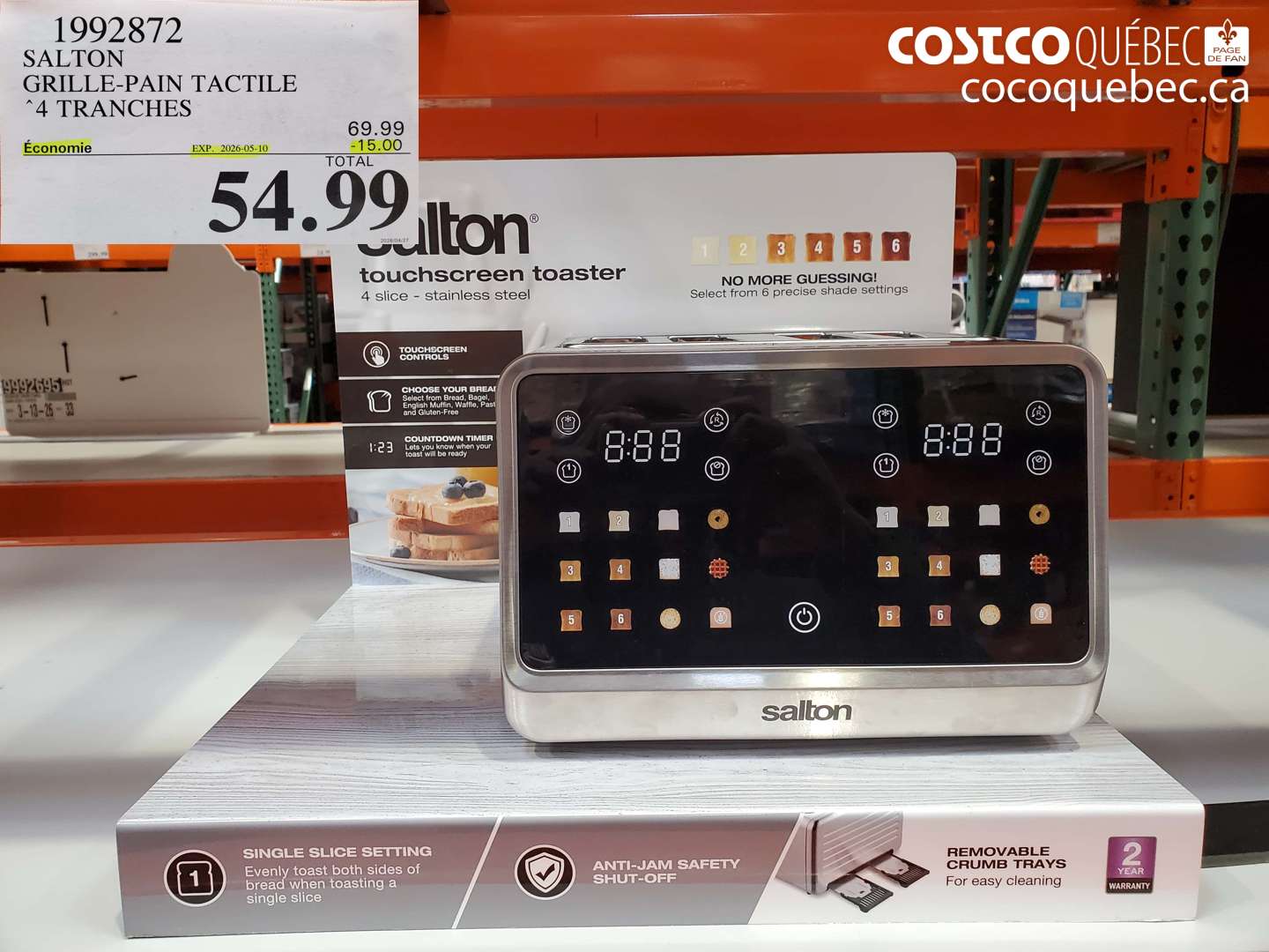 1992872 SALTON GRILLE-PAN TACTILE 4 TRANCHES ($15.00 INSTANT SAVINGS EXPIRES ON 2026-05-10) $54.99